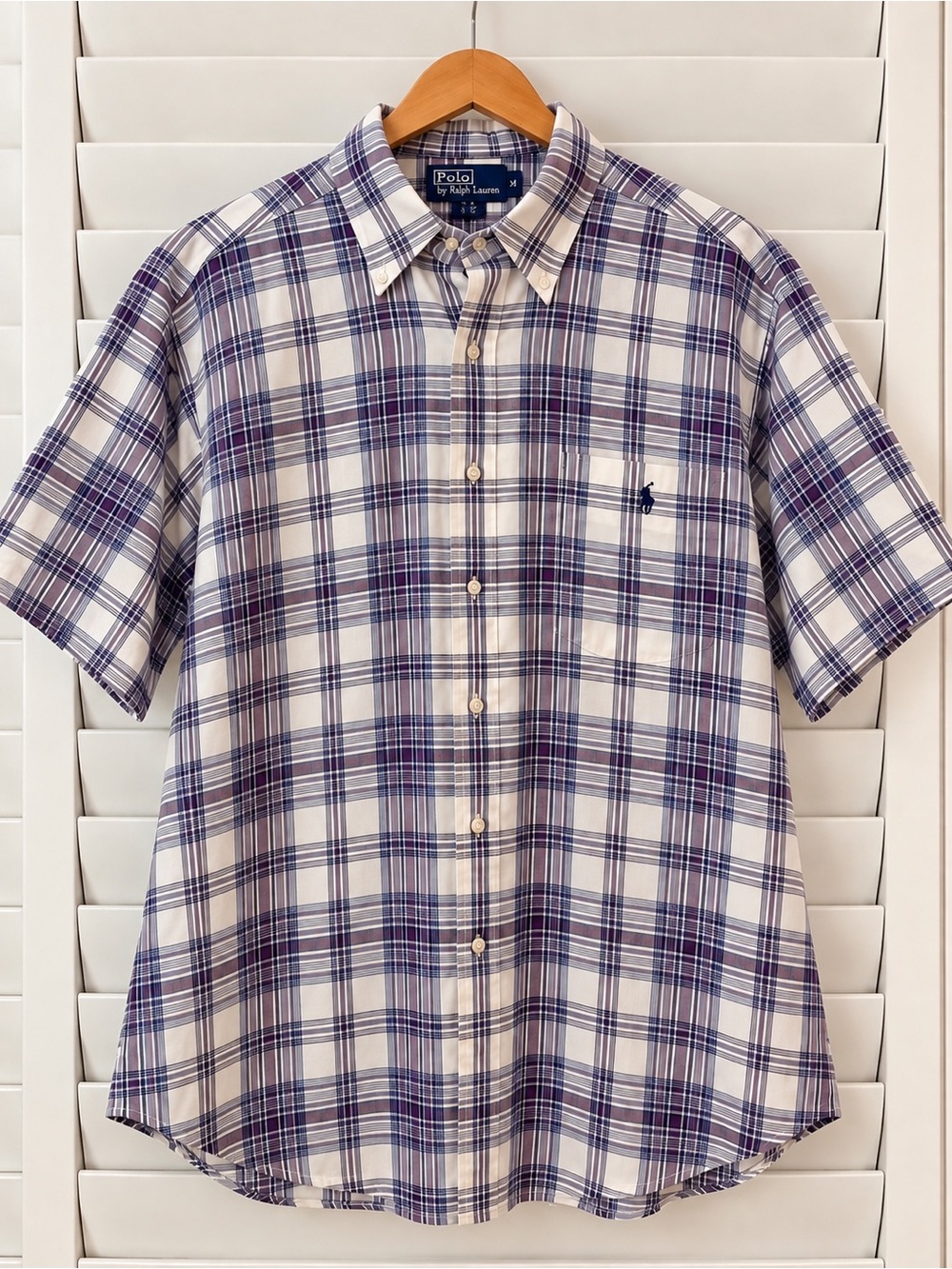 Ralph Lauren Blaire Men’s XL Purple Blue Plaid Short Sleeve Button Down Shirt